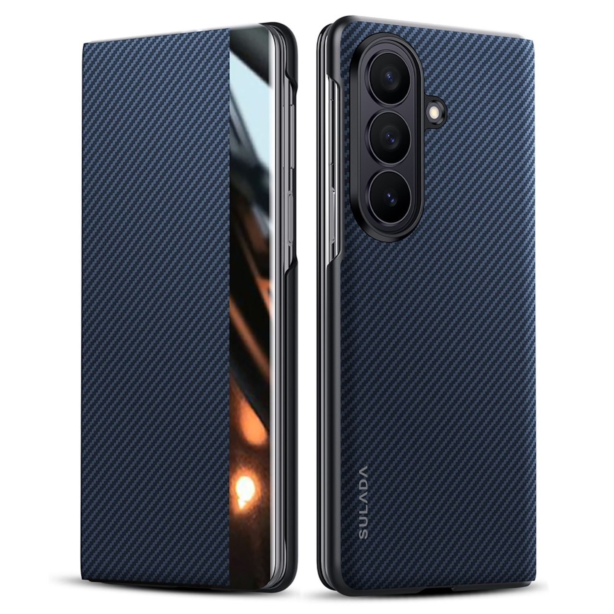 Wigento Handyhülle SULADA Smart View für Samsung Galaxy Z Fold8 Ultra Magnetisch Carbon 8,00 Zoll, View Window, Auto Wake Sleep, magnetische Kompatibilität