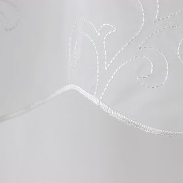 Scheibengardine Scheibengardine Küchengardine Bistrogardine 2506 48x140 cm Weiß Beige Ornamente, EXPERIENCE, Stangendurchzug (1 St), halbtransparent, Voile, Stickerei