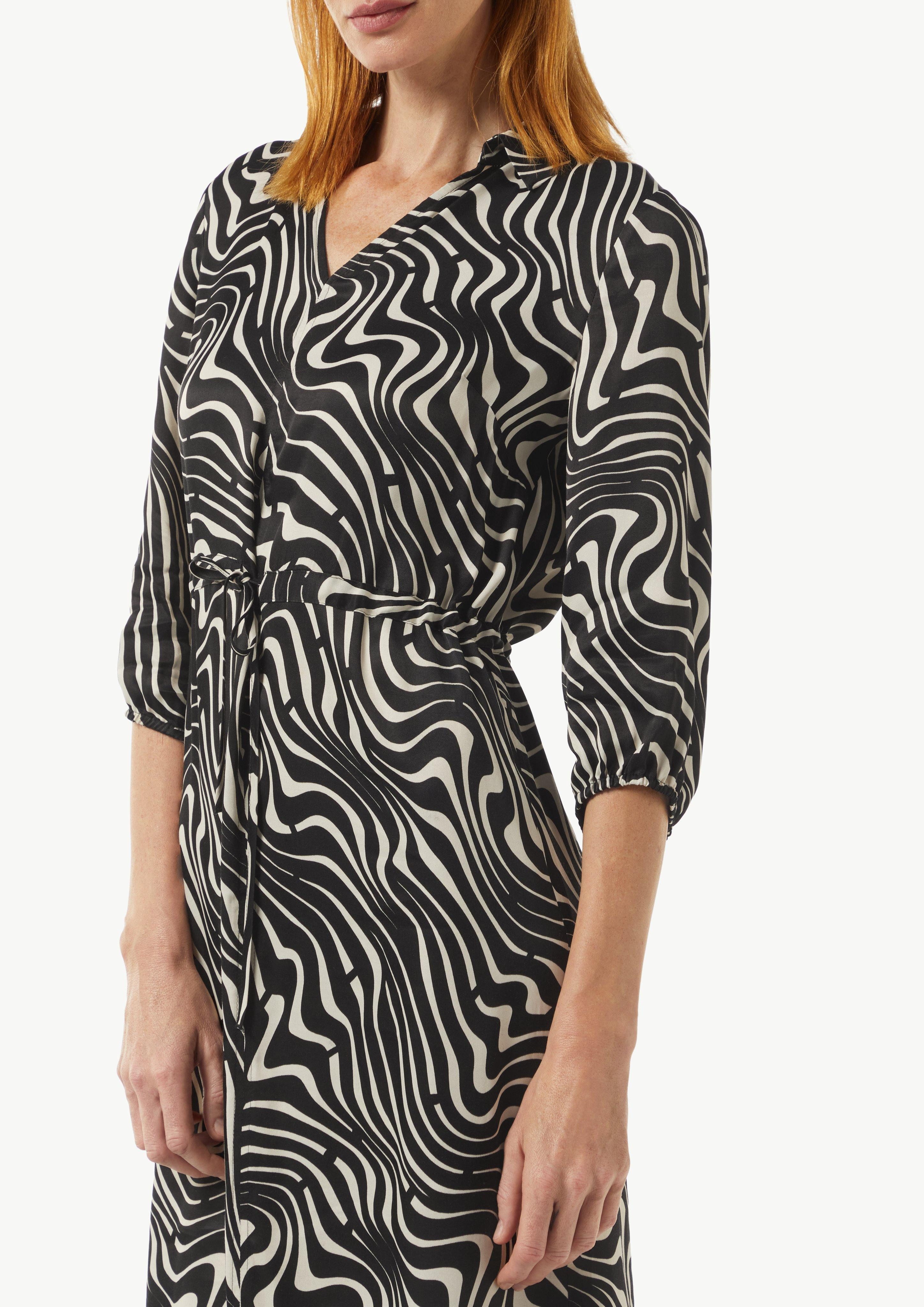 Comma Maxikleid Gemustertes Hemdblusenkleid mit Tunnelzug günstig online kaufen