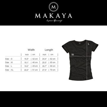 MAKAYA Print-Shirt Damen Mandala Aufdruck Spruch Karma Sprüche Rückendruck Druck Rücken Rückenprint, Schwarz