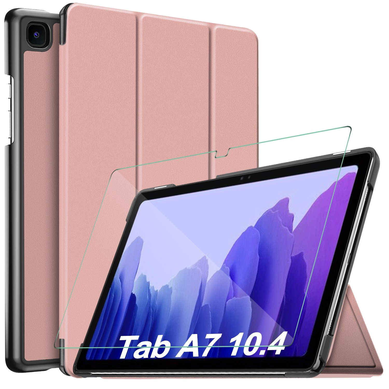 IVSO Tablet-Hülle Hülle Kompatibel mit Samsung Galaxy Tab A7 10.4 2020,  10.4 inch, Mit Panzerglas, Slim Hochwertiges PU Schutzhülle mit  Displayschutz Kompatibel mit