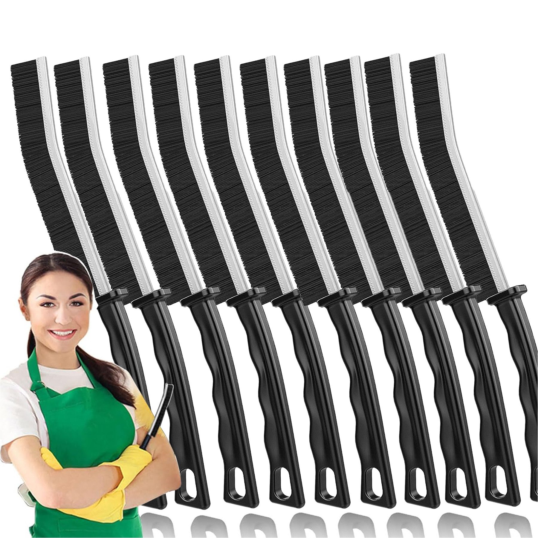 Keyura Reinigungsbürste 10 Stück Hartborsten Eckenreinigungsbürste, Fugenbürste, Fliesen, Jalousien, Plissees, Schallplatten, Schuhe, (Spaltreinigungsbürste, Fugenreinigungsbürste, Reinigungsbürste, Fugenreinigungsbürste Ecken Mehrzweck Cleaning Brush), f