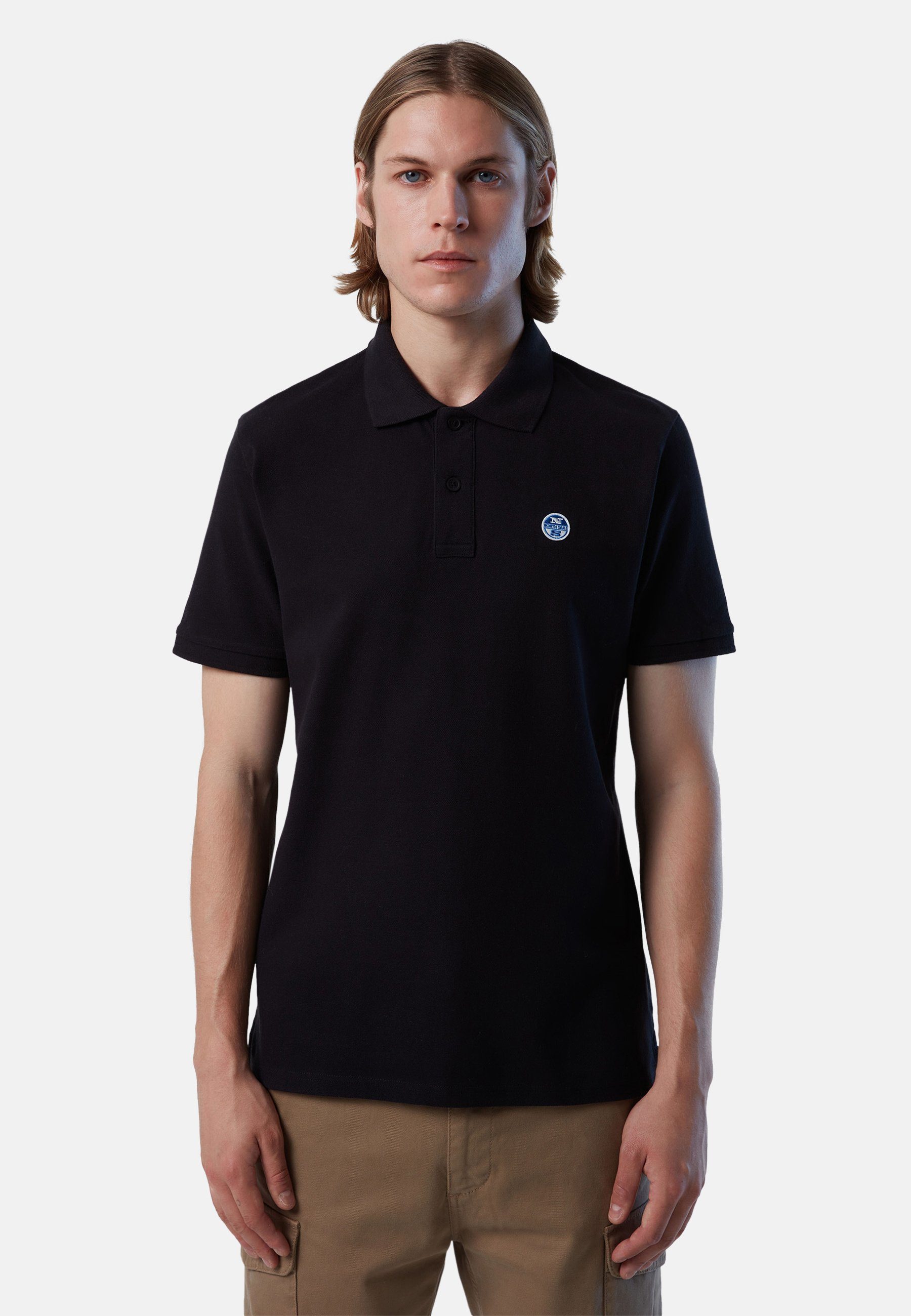 North Sails Poloshirt Poloshirt klassischem Logo-Aufnäher MILKY BLACK Design mit mit