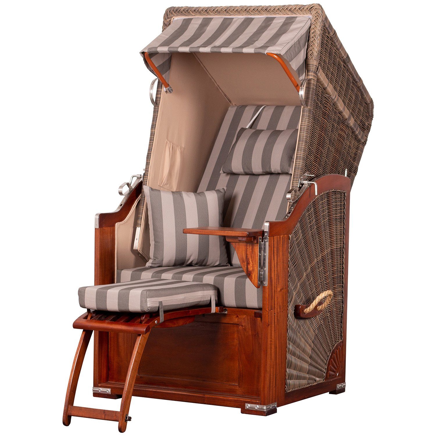 bene living Strandkorb Schaalsee 1-Sitzer Mahagoni - PE grau - Modell 537, BxTxH: 102x92x165 cm, Volllieger ca. 175 Grad, Ostsee-Strandkorb, inkl. Liftersystem. € 1.519,00