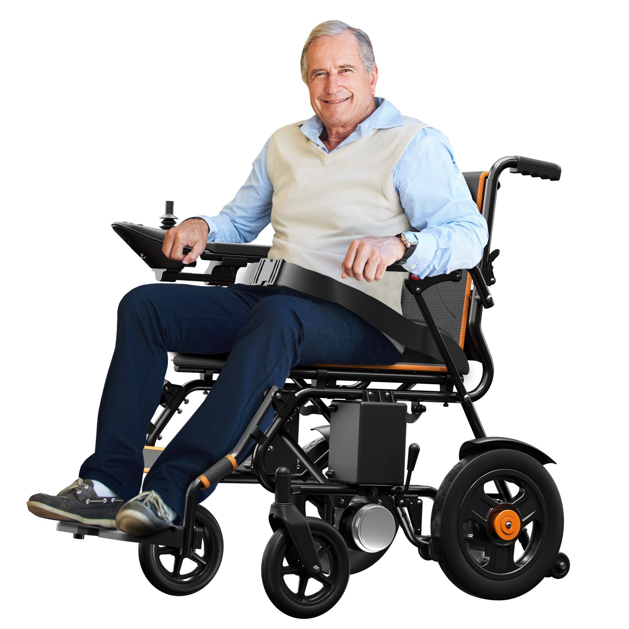 ChaCool Elektrorollstuhl Elektrisch Faltbar Leicht bis 100KG,250W Doppelmotoren, für 10 km Reichweite