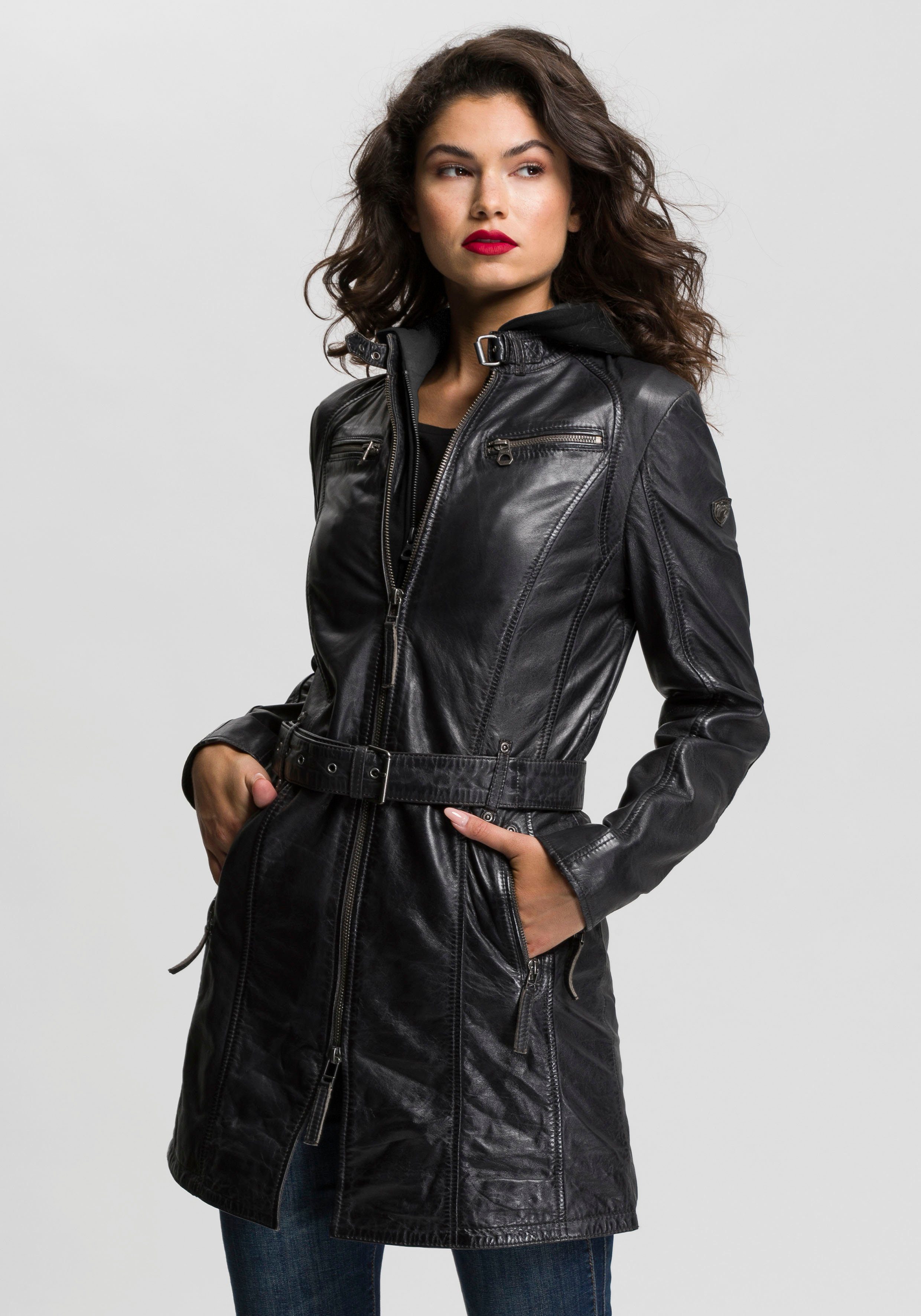 Mauritius Ledermantel BENTE2 (mit Gürtel) lange Lederjacke mit Gürtel & abnehmbarem Kapuzen-Inlay. Reduzierter Preis € 136,99. Unverbindliche Preisempfehlung € 249,90