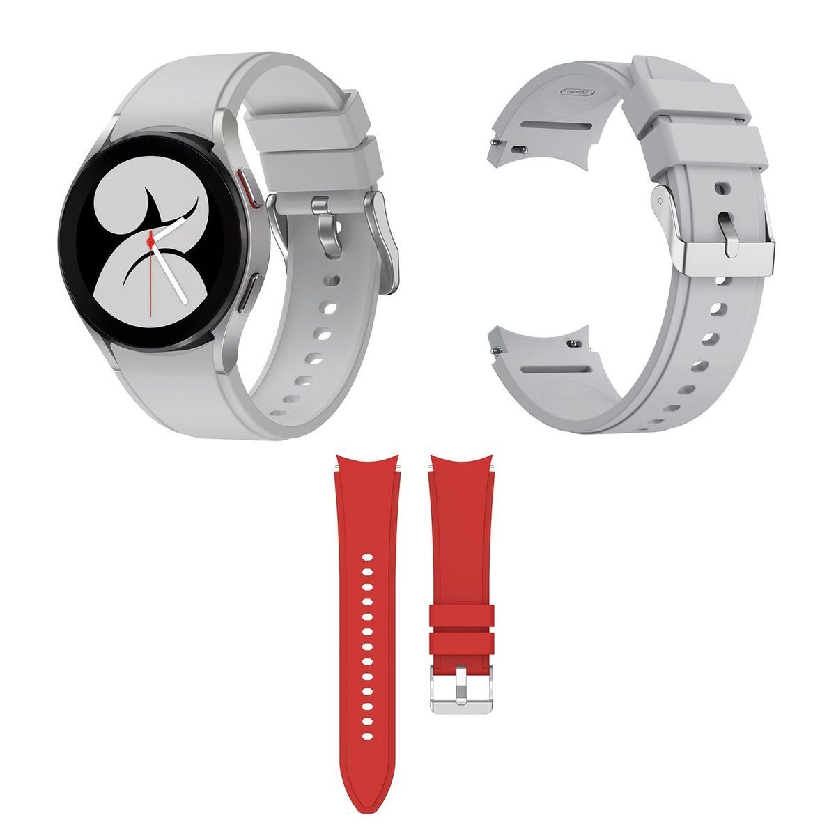 Wigento Smartwatch-Armband Für Samsung Galaxy Watch 5 Pro 45mm Uhr  Kunststoff / Silikon Armband Ersatz Arm Band Grau