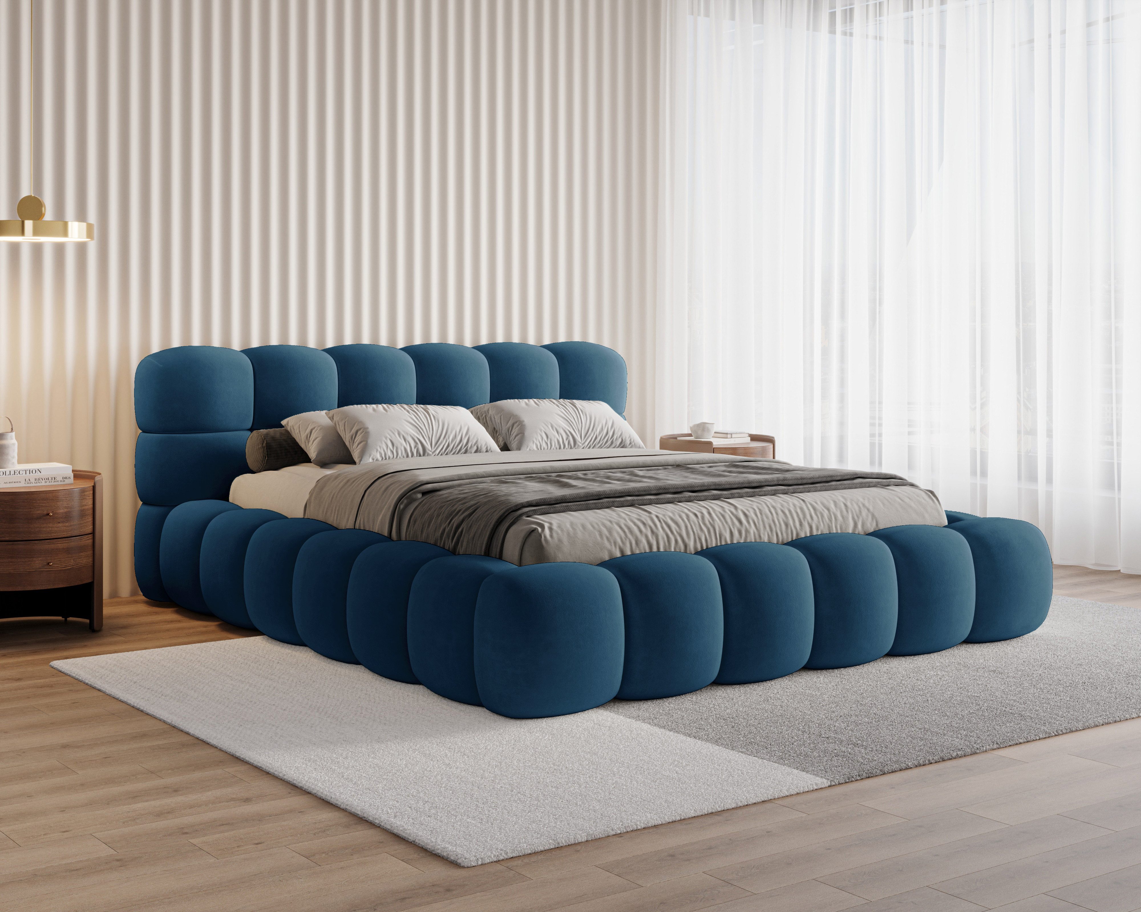 Chilly Möbel Polsterbett Stone Samt Stoff 140x200 cm mit Stauraum Velluto 25