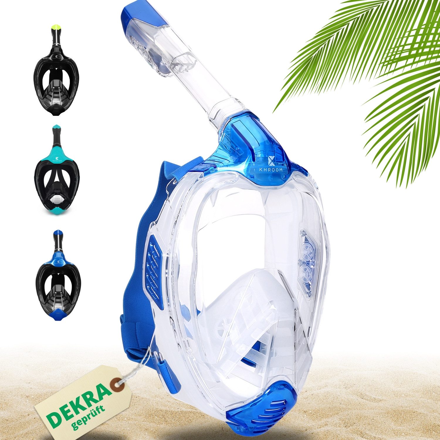 Khroom Трубка Трубкаmaske Erwachsene / Kinder, CO2 sicher, Vollgesichtsmaske (DEKRA geprüft), Seaview X