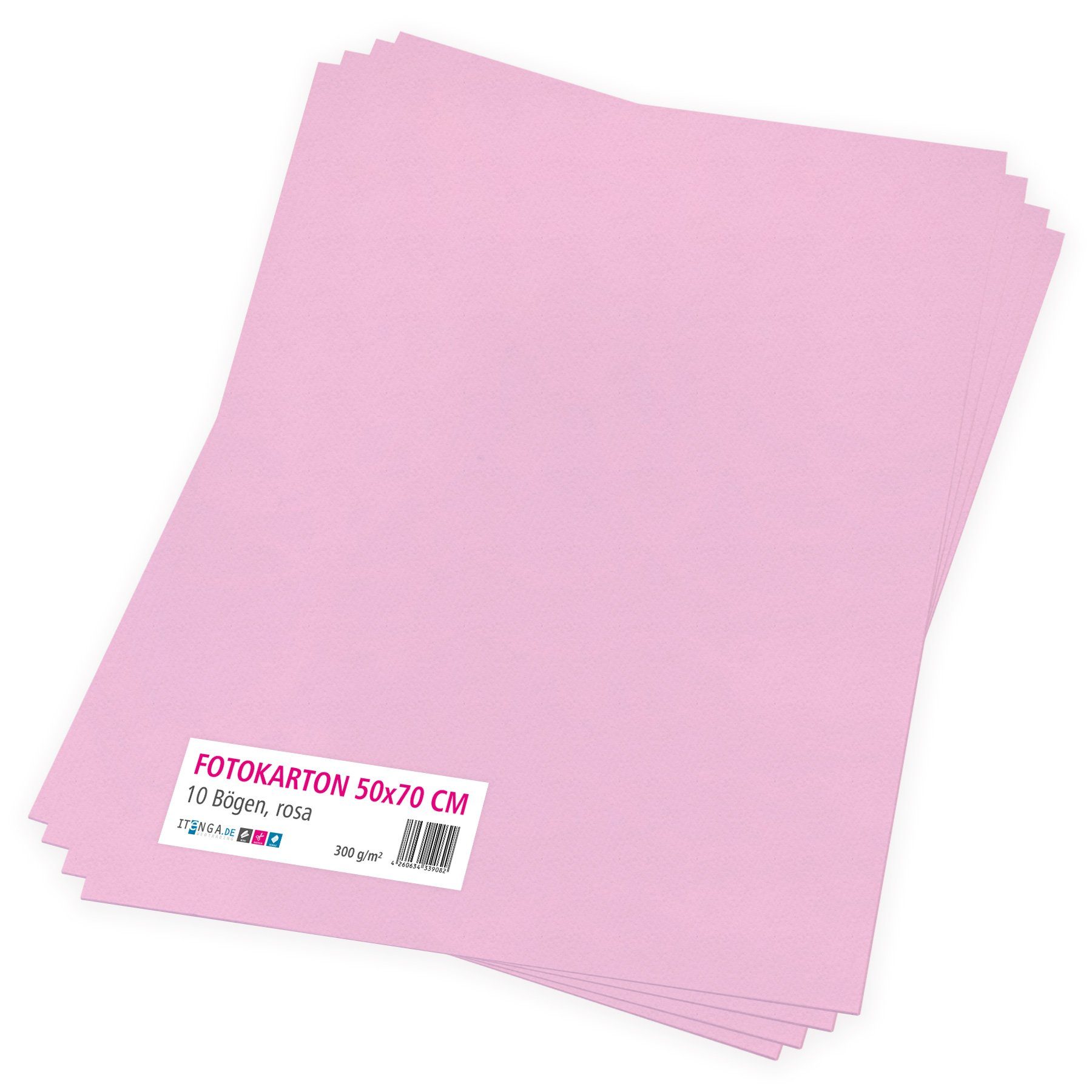 10 itenga - Bastelkartonpapier Bogen 300g/m² 50x70cm Fotokarton rosa itenga