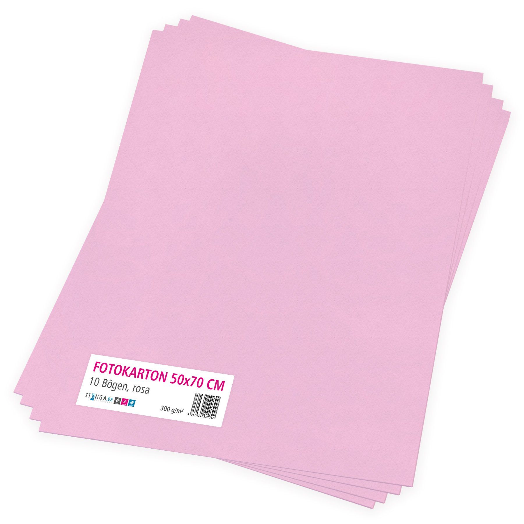 itenga Bastelkartonpapier itenga Fotokarton rosa - 50x70cm 300g/m² 10 Bogen