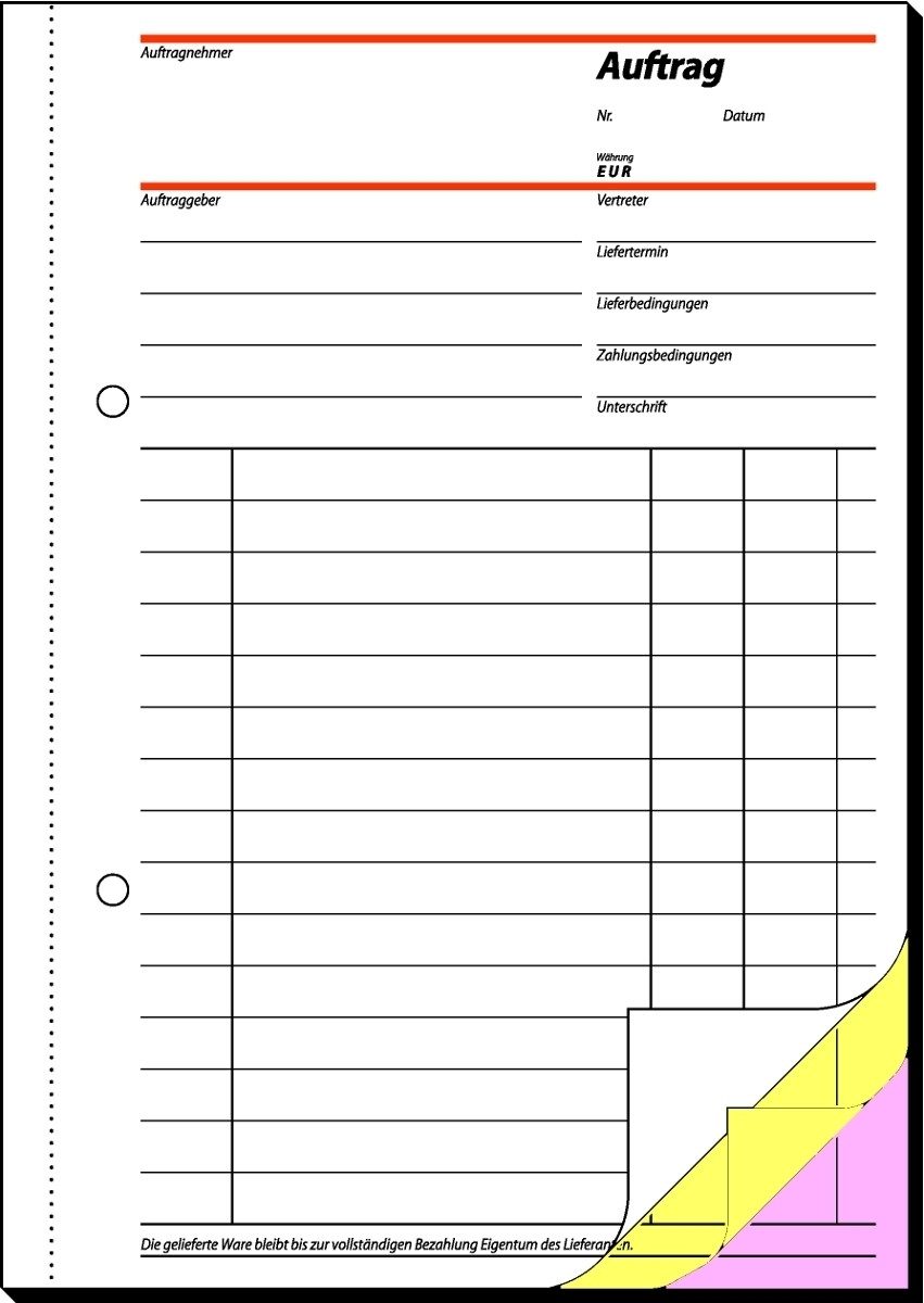 Formularblock Formularbuch Auftrag A5 3s40 Blatt selbstdurchschreibend