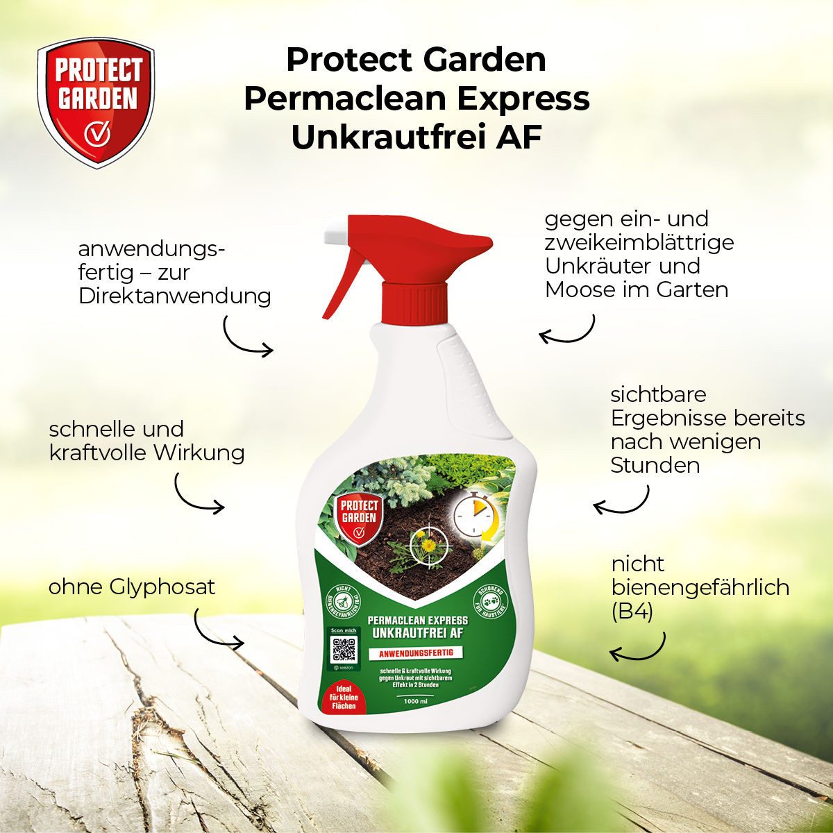 Protect Garden Unkrautbekämpfungsmittel Permaclean Express Unkrautfrei AF, 1 Liter, 1000 ml