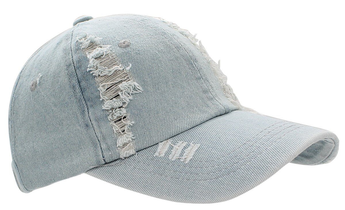 dy_mode Baseball Cap Unisex Baseball Cap Frauen Mütze Herren Schirmmütze Destroyed Look Destroyed Optik, Risse K223-Hellblau