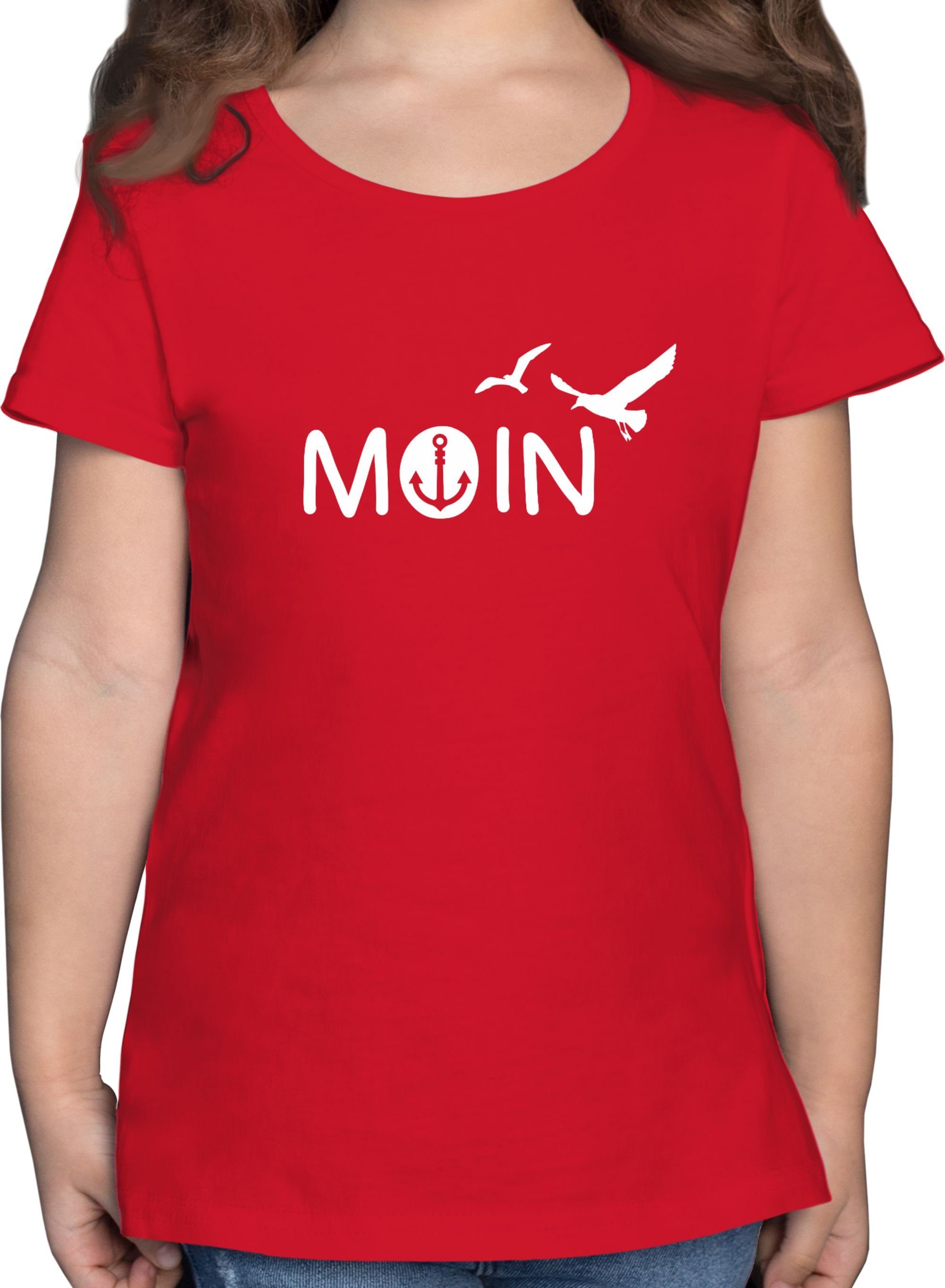 Shirtracer T-Shirt Moin Moin Hamburg Maritime Nordsee Geschenk Kinderkleidung und Co 3 Rot
