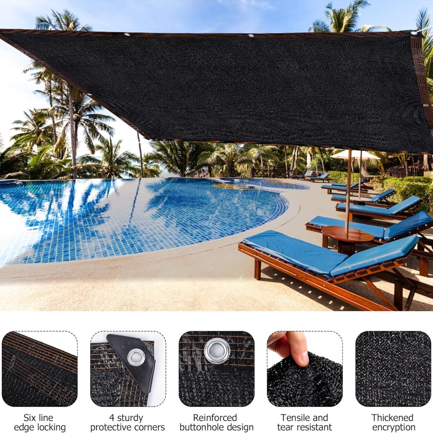 LuxusKollektion Sonnensegel 2x3m Schattennetz 95% UV-Schutz günstig online kaufen