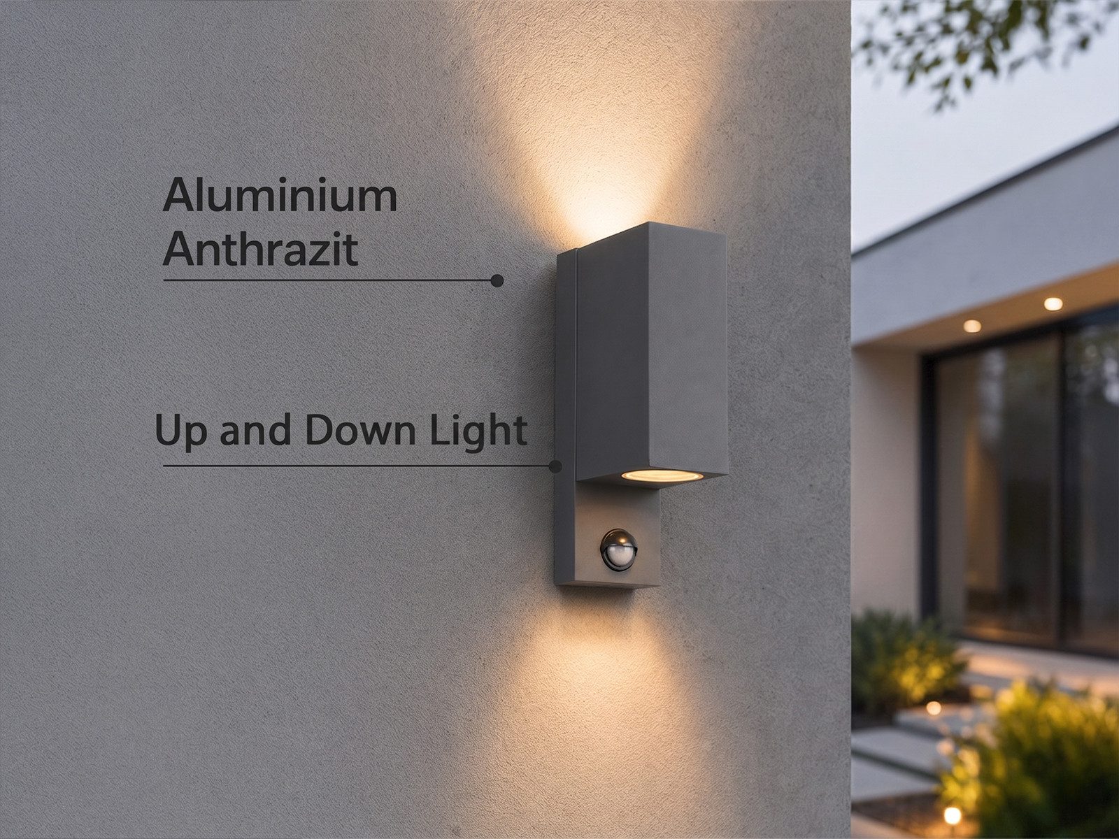TRIO Leuchten LED Außen-Wandleuchte mit Bewegungsmelder & GU10 LED Höhe 22cm, Bewegungssensor, LED wechselbar, warmweiß, Wand Außenleuchte zur Fassadenbeleuchtung für Hauswand & Haustür