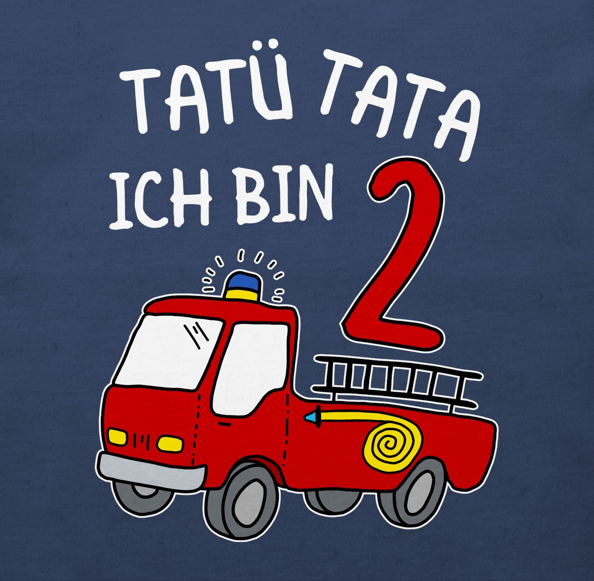 Geburtstag 1 Ich Navy Blau Shirtracer 2. Tata zwei Feuerwehrauto bin Tatü T-Shirt