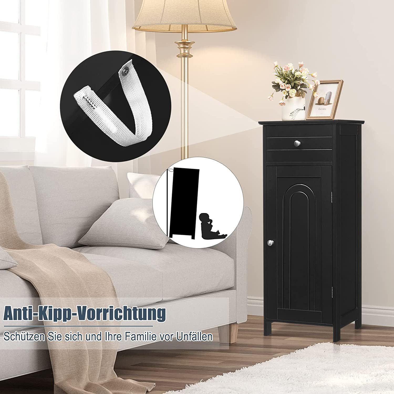 KOMFOTTEU Midischrank Badschrank mit Schublade,30 x 35 x 87 cm günstig online kaufen
