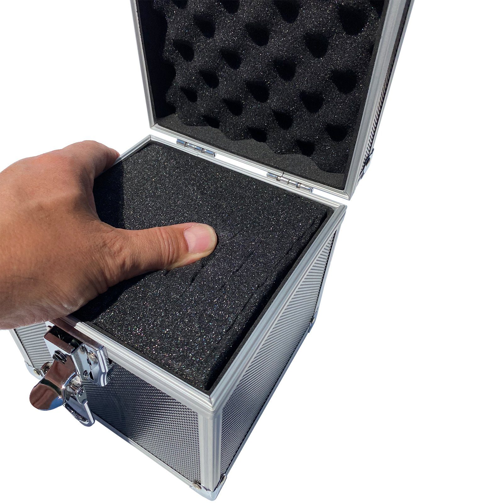 ECI Tools Werkzeugkoffer Aluminium Koffer Schwarz Würfelform 15 x 15 x 15 cm mit Rasterschaum