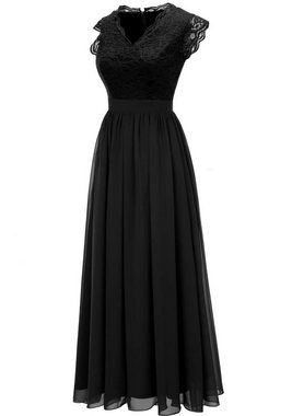 B.X Abendkleid Damen kurze Ärmel Ballkleid Maxikleid Partykleid Cocktailkleid V-Ausschnitt Anmut Slim-Fit Brautkleid Freizeit Spitzenkleid