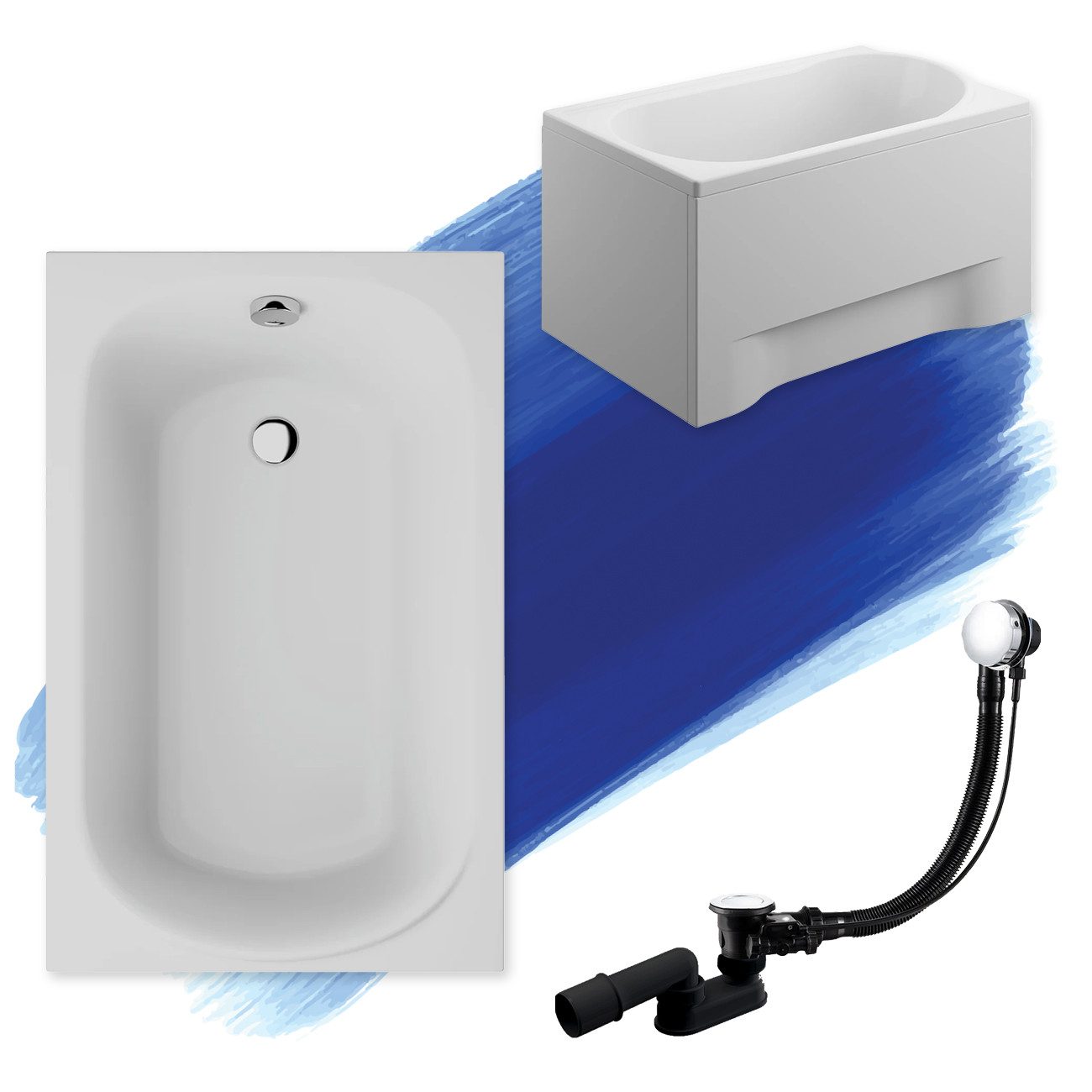 KOLMAN Badewanne Rechteck Mini 110x70, Ablaufgarnitur günstig online kaufen