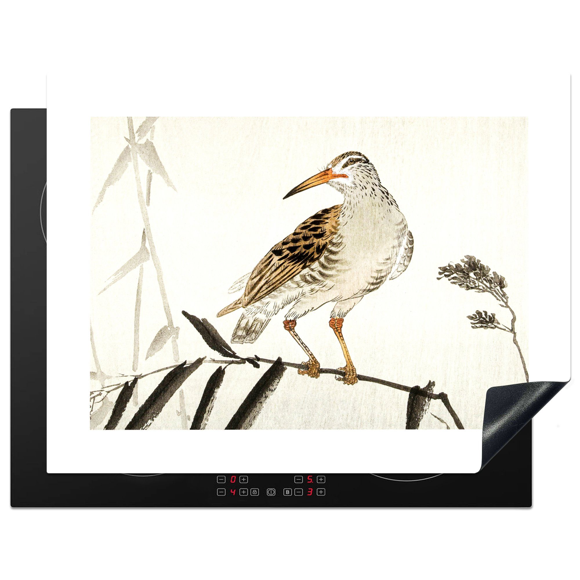 MuchoWow Herdblende-/Abdeckplatte Vogel - Zweig - Skandinavisch - Japanisch, Vinyl, (1 tlg), 77x59 cm, Ceranfeldabdeckung, Arbeitsplatte für küche