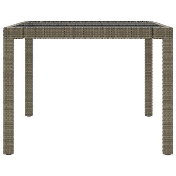 furnicato Gartentisch Grau 190x90x75 cm Gehärtetes Glas und Poly Rattan