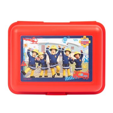 United Labels® Lunchbox Feuerwehrmann Sam Brotdose - Team mit Trennwand Rot, Kunststoff (PP)