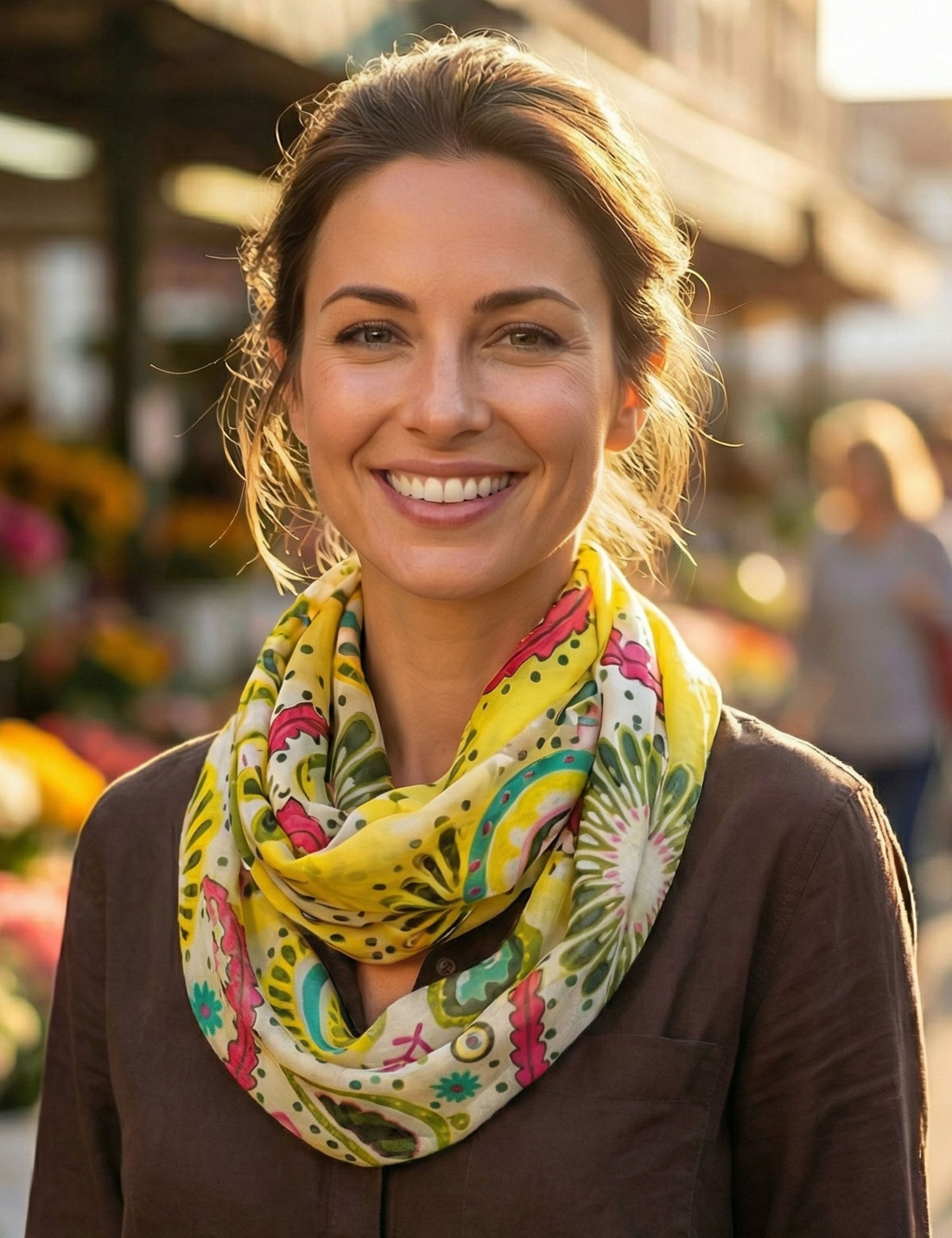 Sunsa Loop Damen Loop Schal. 100% Baumwolle Schlauchschal. Loopschal, Blume günstig online kaufen
