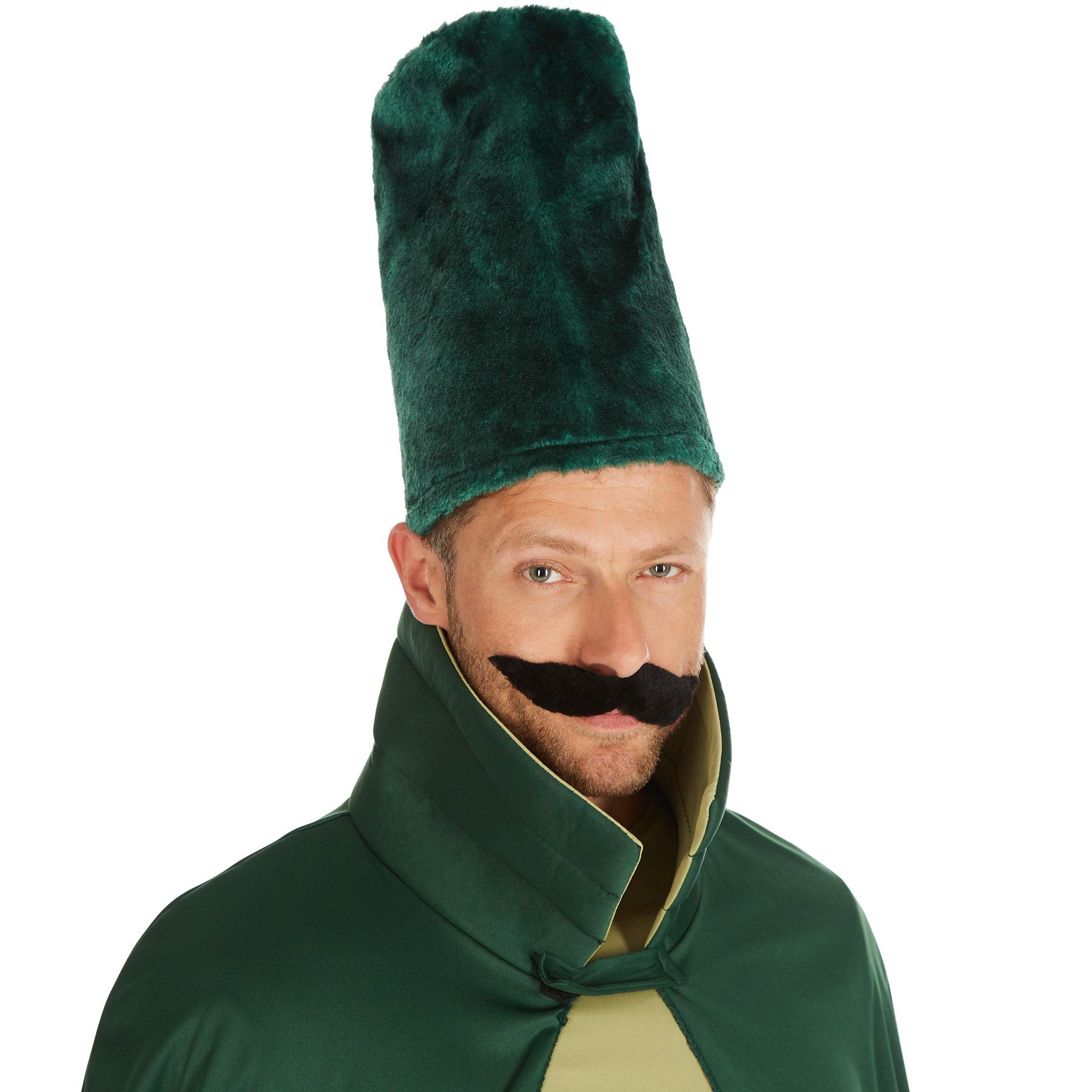 dressforfun Kostüm Waldgott, auch Naturmagier, in grün, Selbstklebender Bart, Umhang, Konfektionsgröße L, Plüschstoff Handschuhe und Hut, Langes Gewand