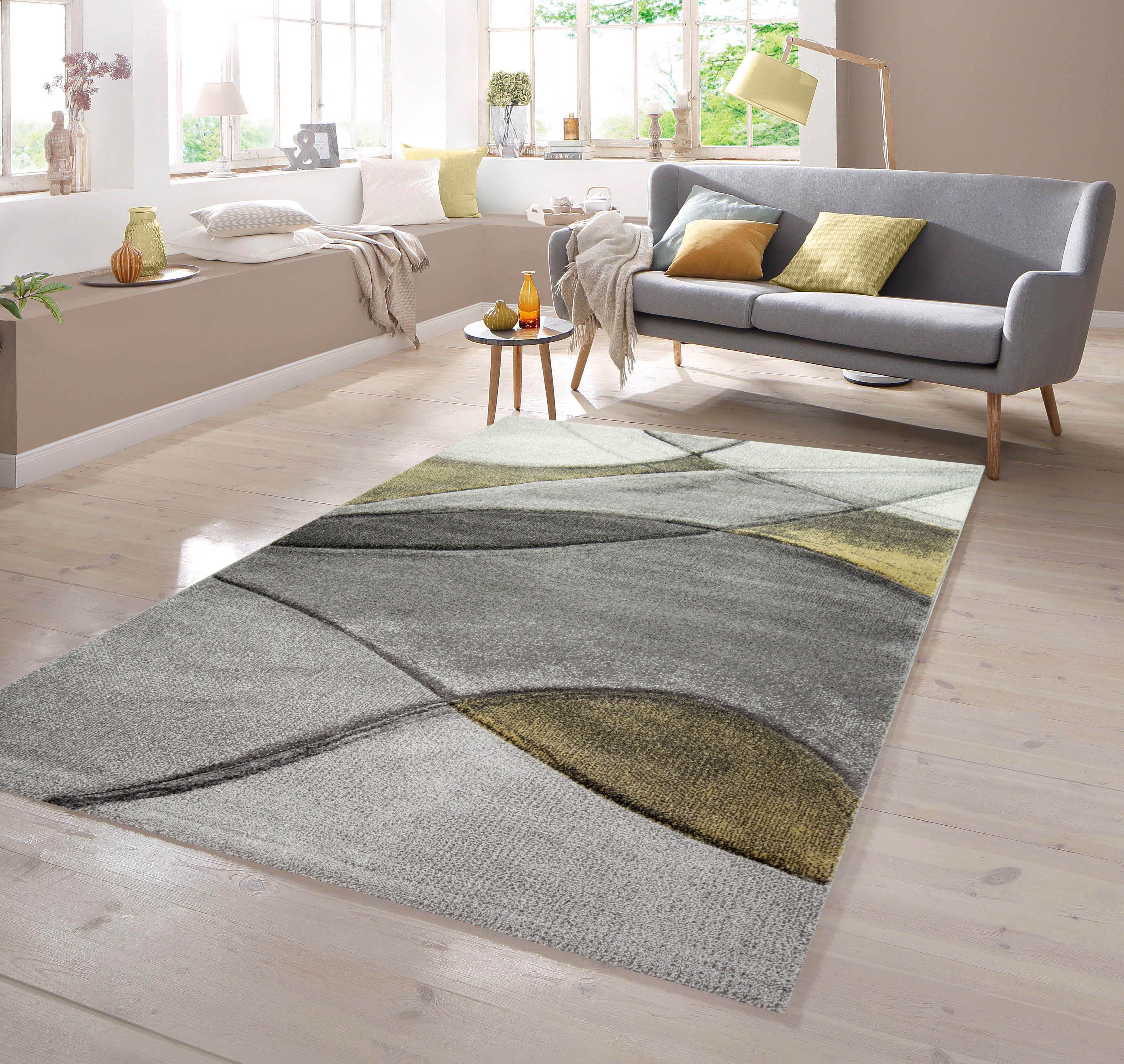 TeppichHome24 Teppich Teppich modern abstrakt in gelb grau pastell, rechteckig