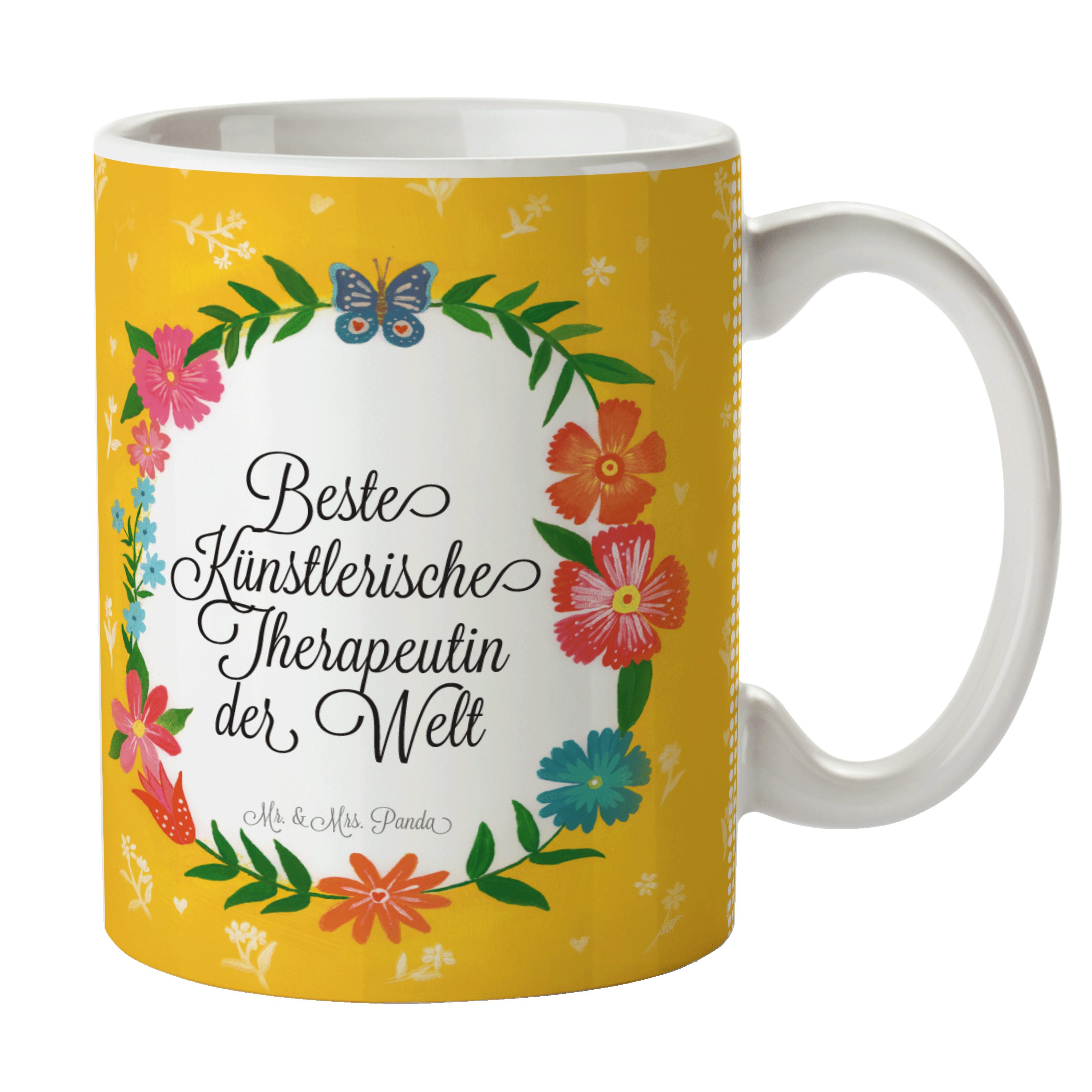Keramik Kaffeebecher, Panda Mrs. & Künstlerische Therapeutin Schenken, - Tasse, Mr. Geschenk, Tasse