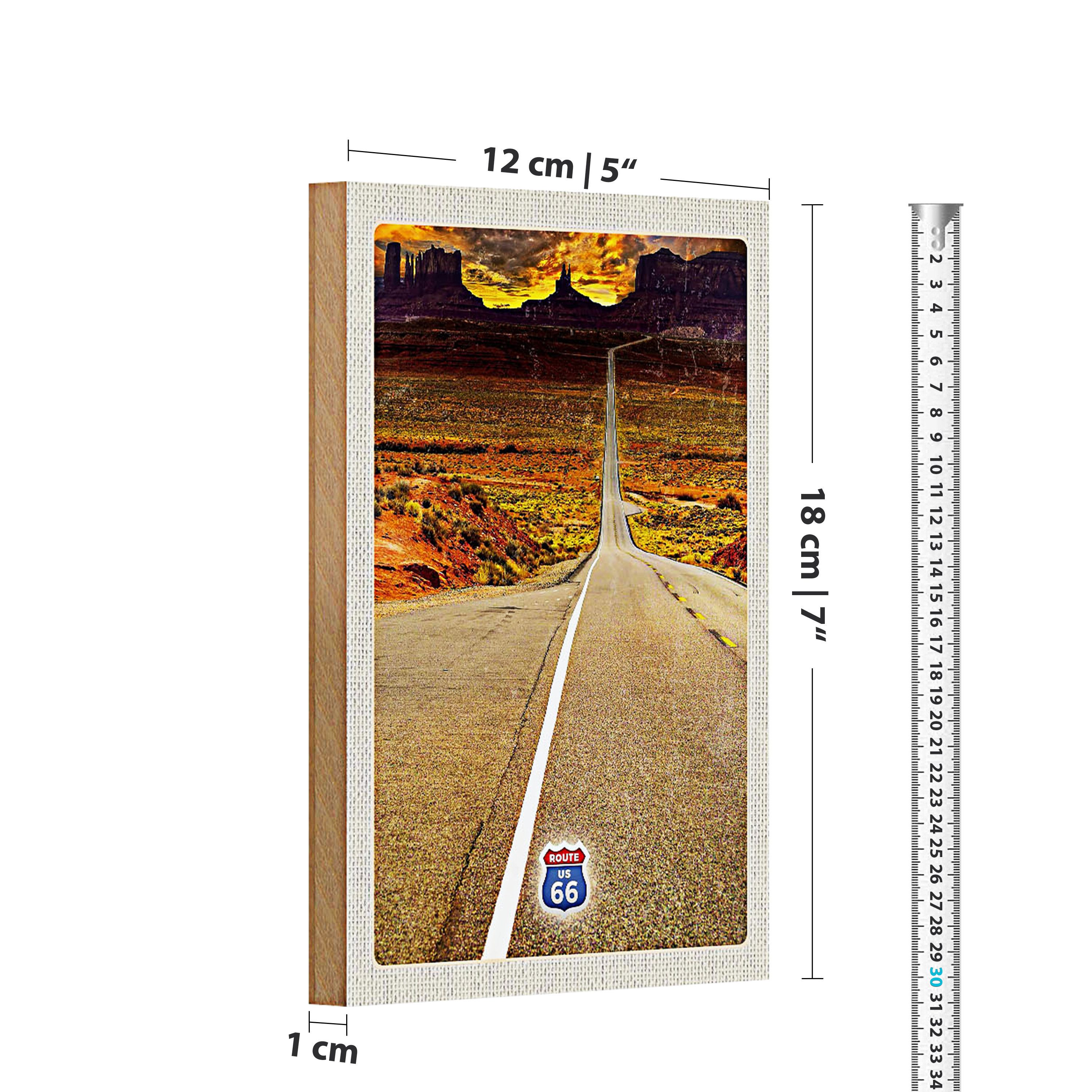 Roomando Holzbild Reise 12x18cm Amerika USA Route 66 Straße Gebirge