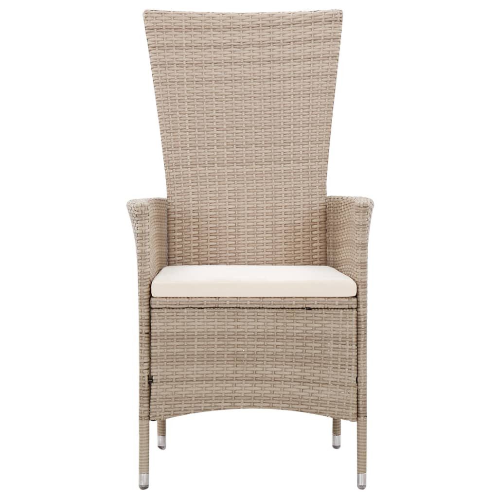vidaXL Garten-Essgruppe 7-tlg. Garten-Essgruppe mit Auflagen Poly Rattan Beige, (6-tlg)