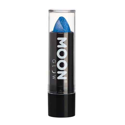 Smiffys Lippenstift Moon Glow Neon UV Glitzer Lippenstift blau, Glitzernder Neon-Lippenstift für einen aufregenden Look zu Fasching o