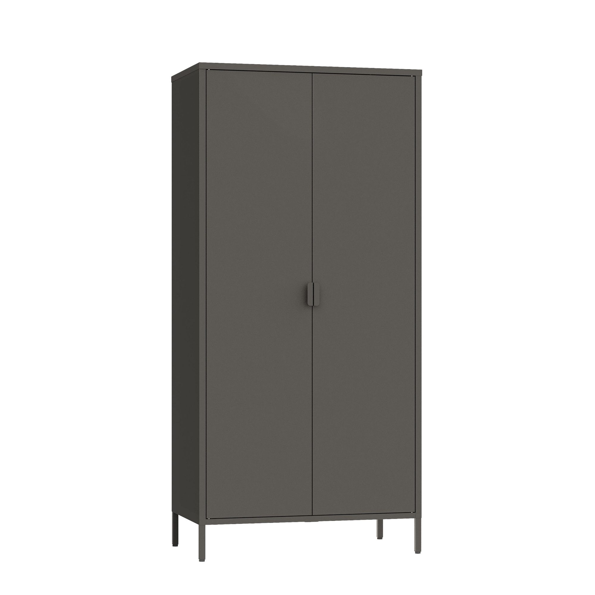 en.casa Kleiderschrank »Esteli« 170 x 80 x 45 cm mit 2 Türen Stahl Schwarz