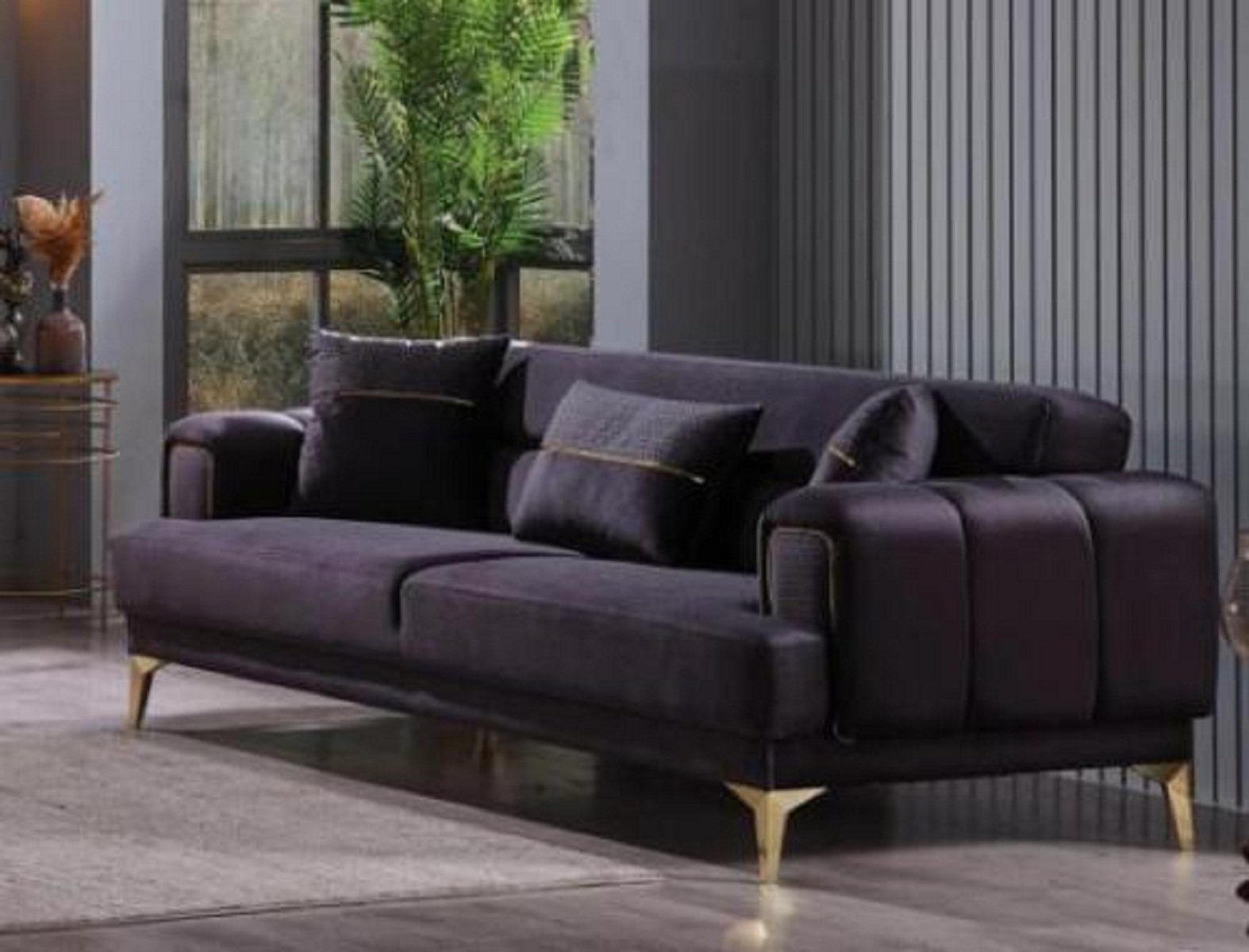 Samt, 3-Sitzer Teile, Made JVmoebel Designer Wohnzimmermöbel in Sofa 100 Modernes Luxus Textilcouch 3-Sitzer Europa