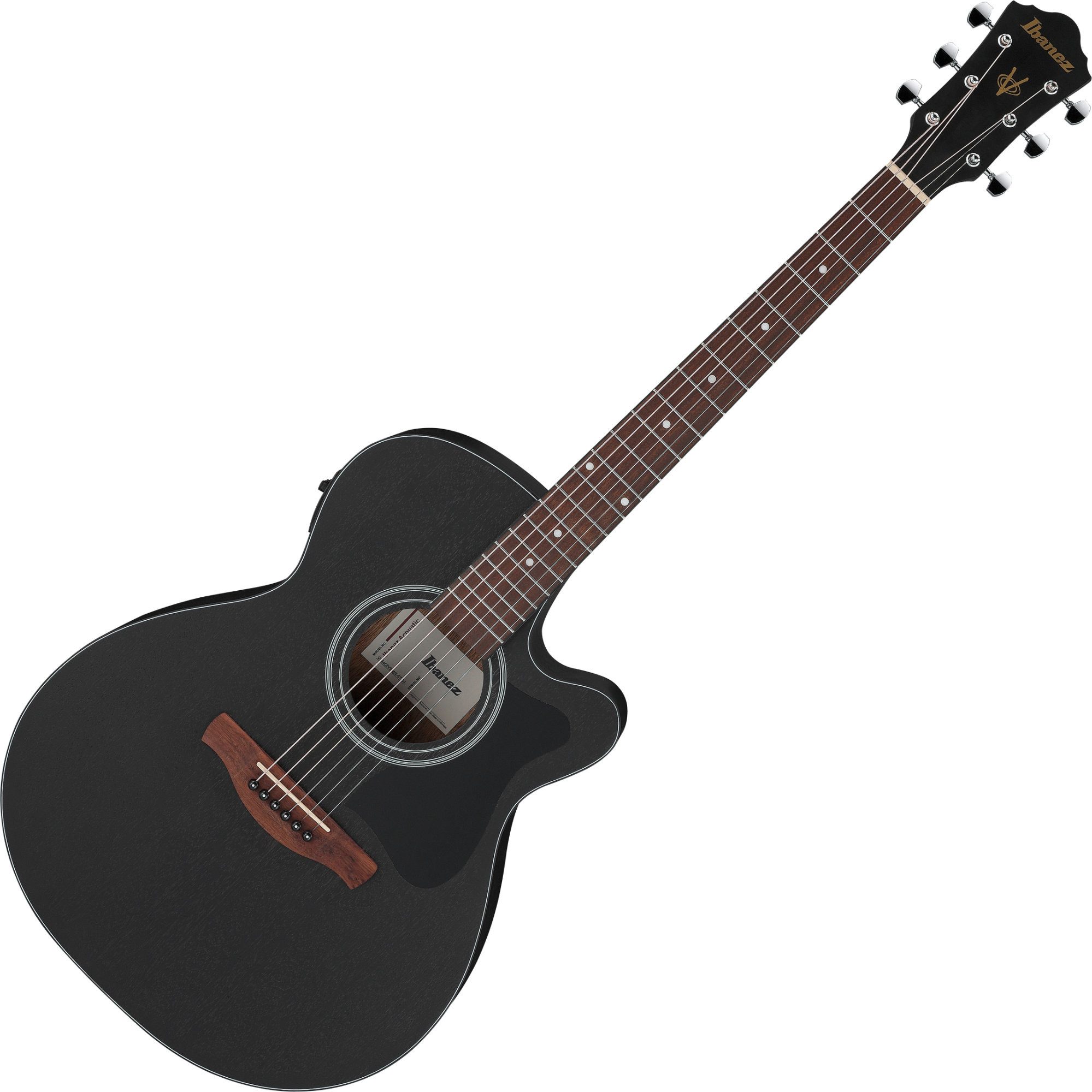 Ibanez Westerngitarre Ibanez VC44CE-WK Weathered Black Open Pore, Grand Concert, Akustikgitarre mit Cutaway und Tonabnehmer