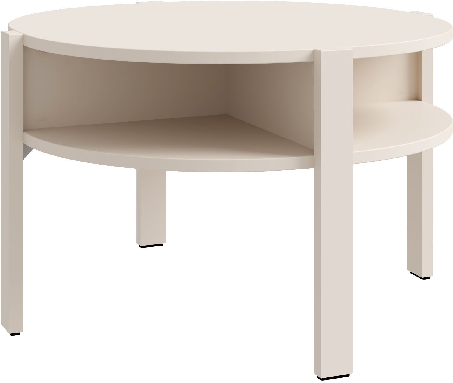 FORTE Beistelltisch Tobago, runder Couchtisch mit 4 Ablagefächern, B/H/T 74,4/45,5/74,4 cm, Durchmesser ca. 74,5 cm