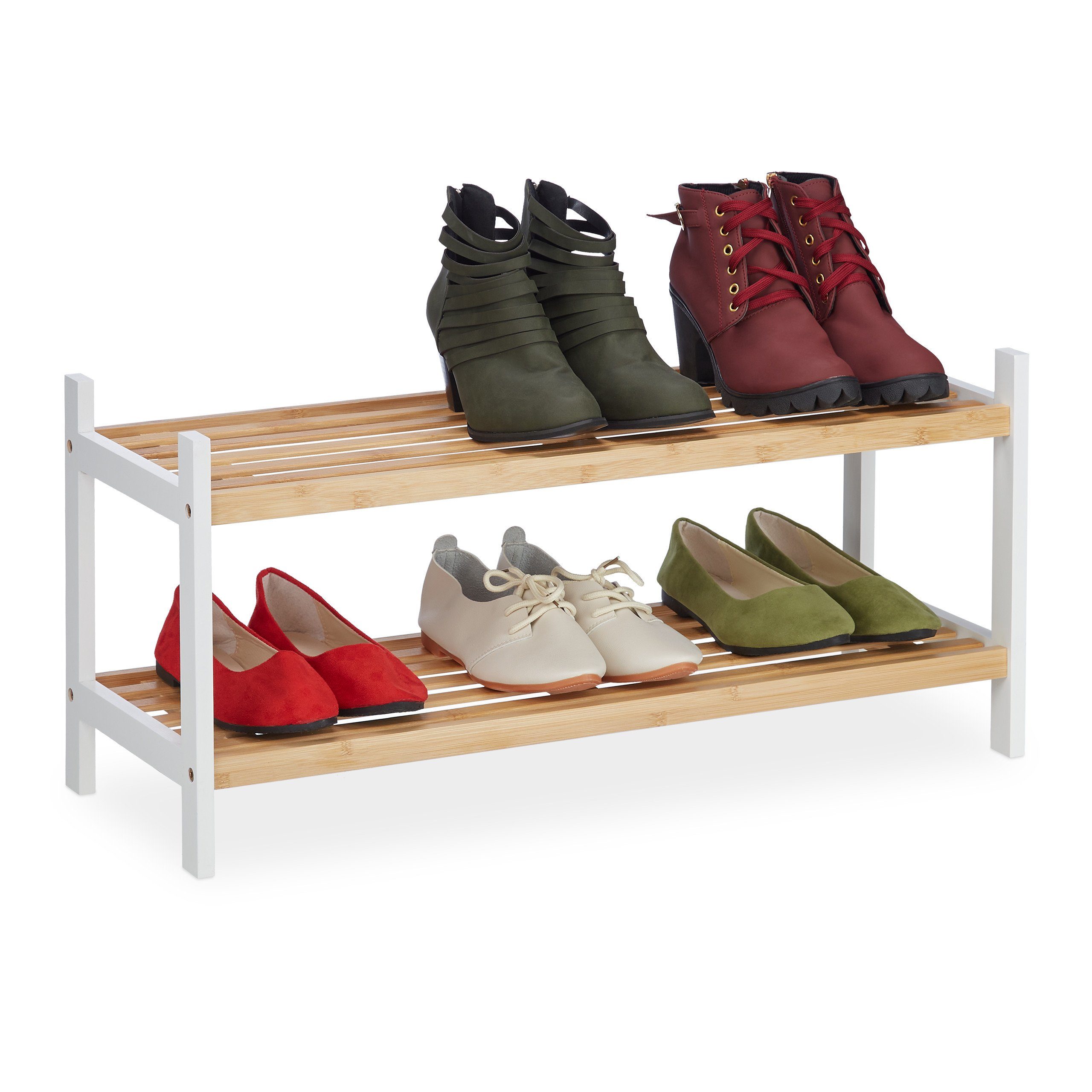 relaxdays Schuhregal mit 2 Ebenen, 1-tlg.