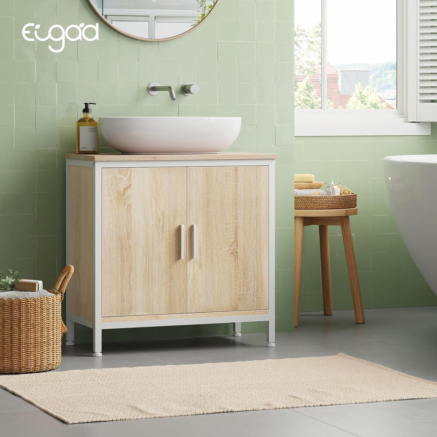 EUGAD Waschbeckenunterschrank (1-St) 60x60x30 cm aus Holzwerkstoff Metall