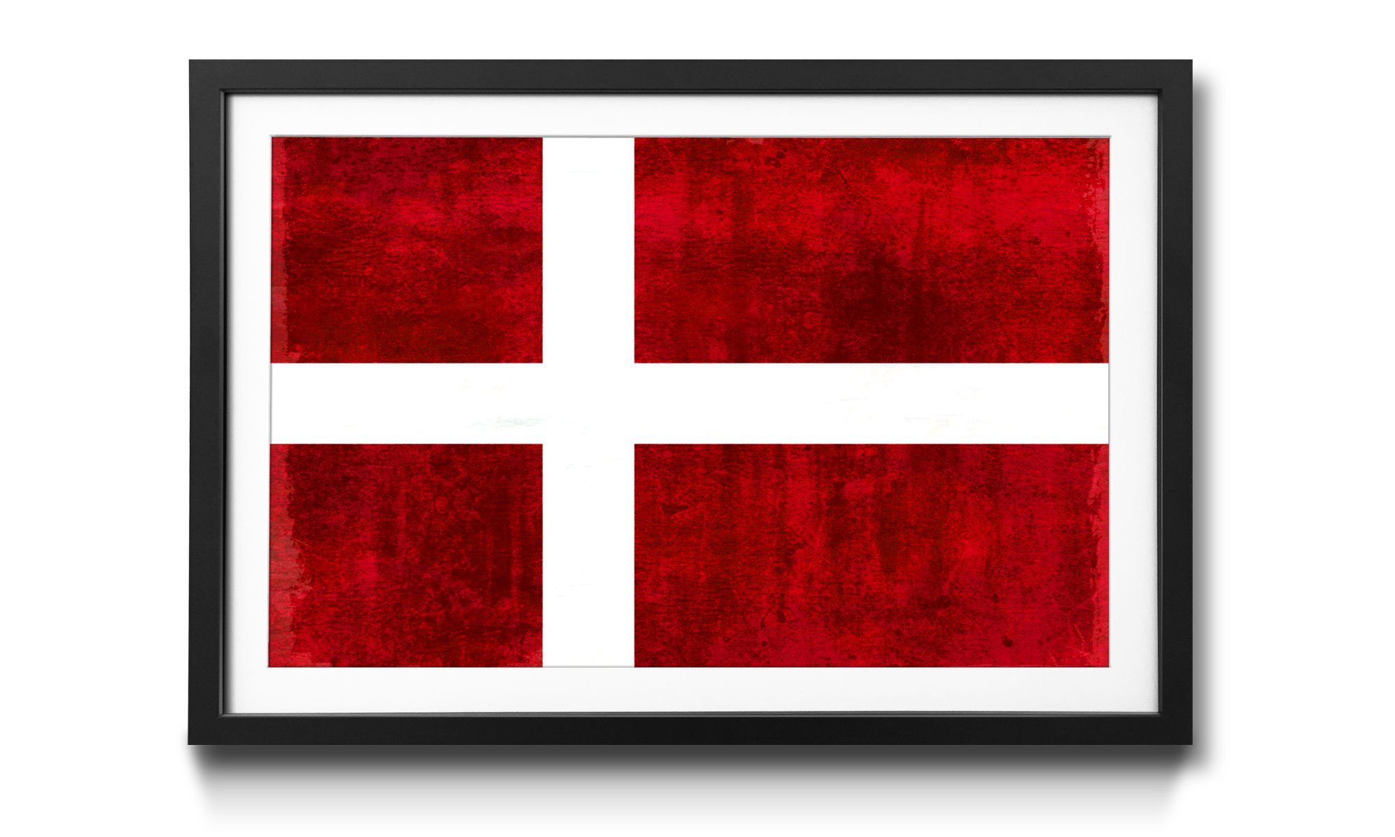 WandbilderXXL Bild mit Rahmen Dänemark, Flagge, Wandbild, in 4 Größen erhältlich