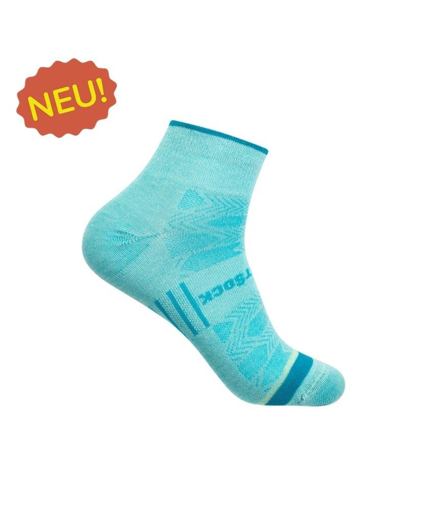 Wrightsock Sportsocken Quarter Coolmesh II (dünn, atmungsaktiv, bequem) türkisblau - 1 Paar