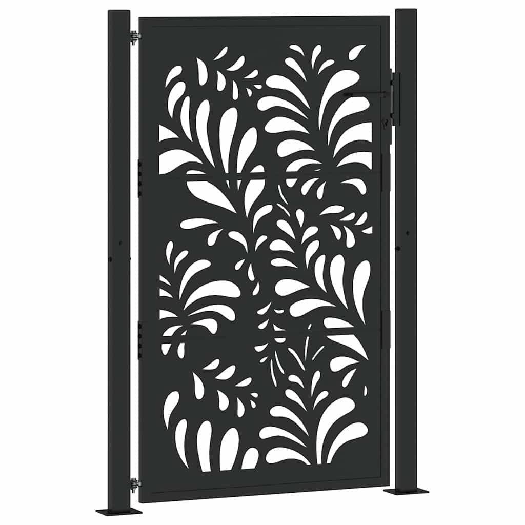 Thumbnail - vidaXL Gartentor, Gartentor Schwarz 105x155 cm Stahl Wellen-Design