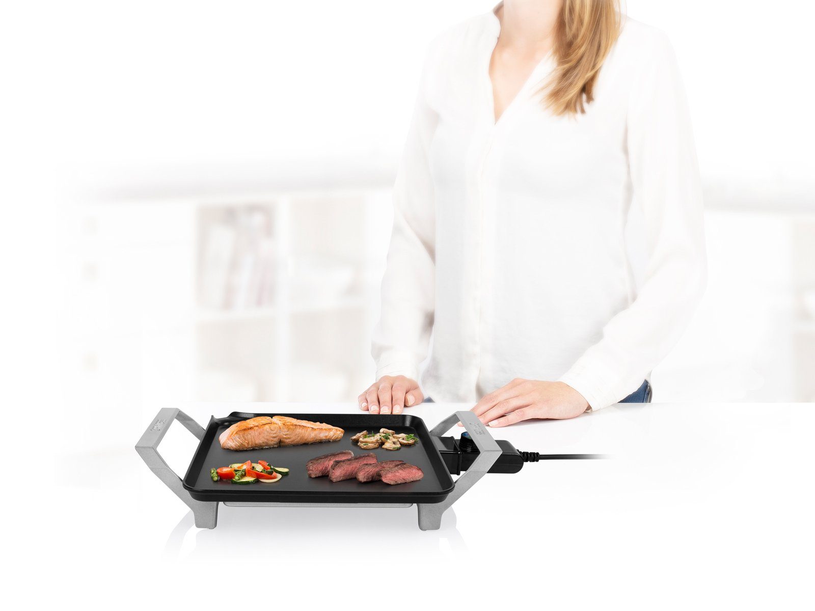 PRINCESS Teppanyakigrill, 1500 W, Japanischer Tischgrill für Zuhause 1-2 Personen Grillplatte 28x28cm