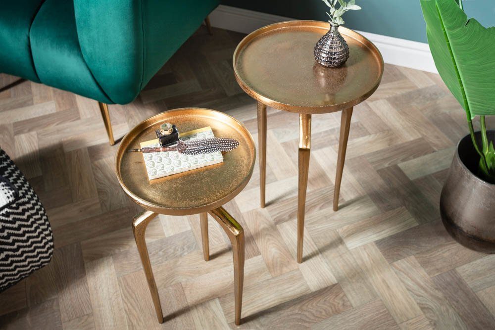 riess-ambiente Beistelltisch ABSTRACT Ø60cm gold (Set, 2-St), Wohnzimmer · Metall · rund · Shabby Chic · Design