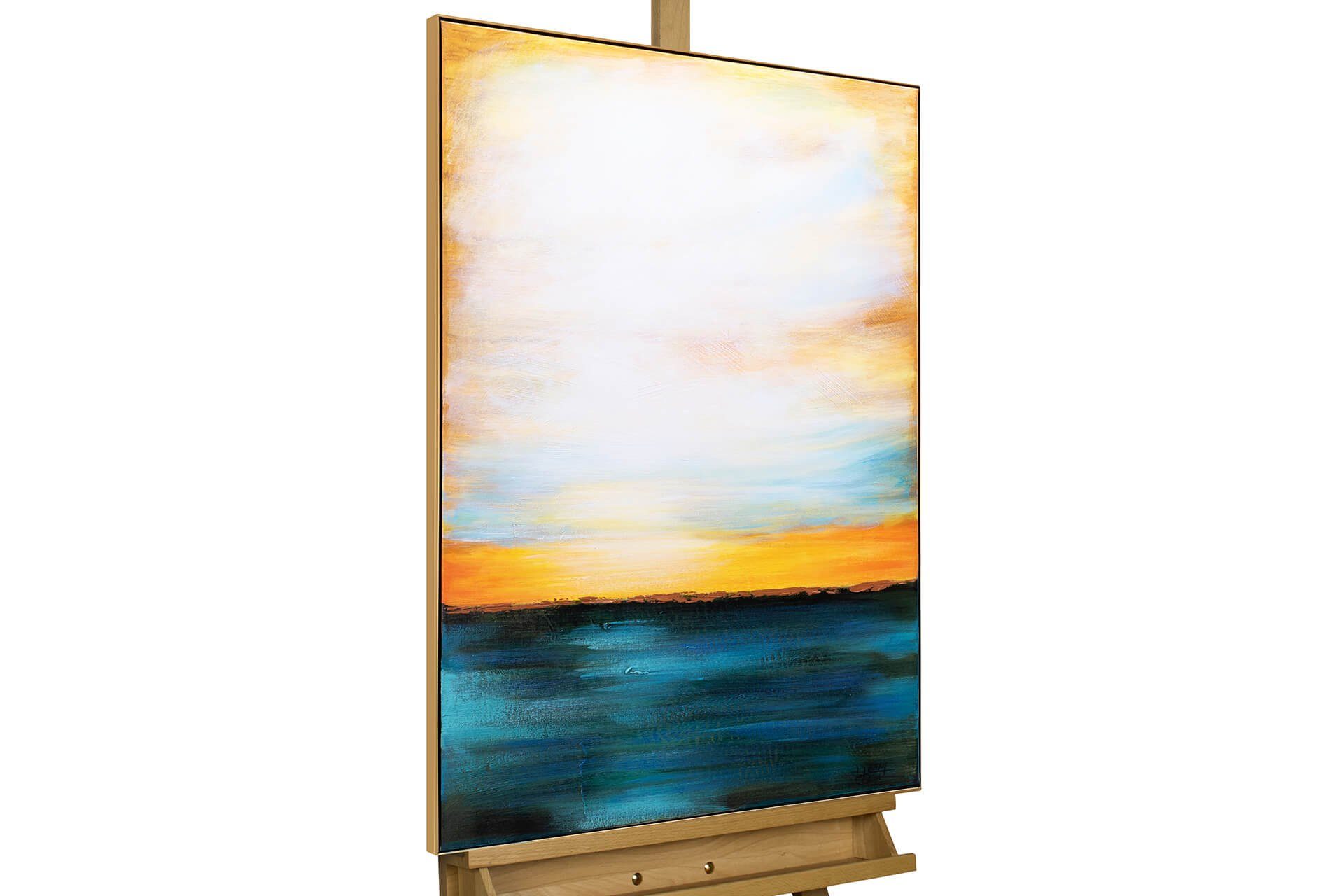KUNSTLOFT Gemälde Meditation am Strand 60x90 cm, Leinwandbild 100% HANDGEMALT Wandbild Wohnzimmer
