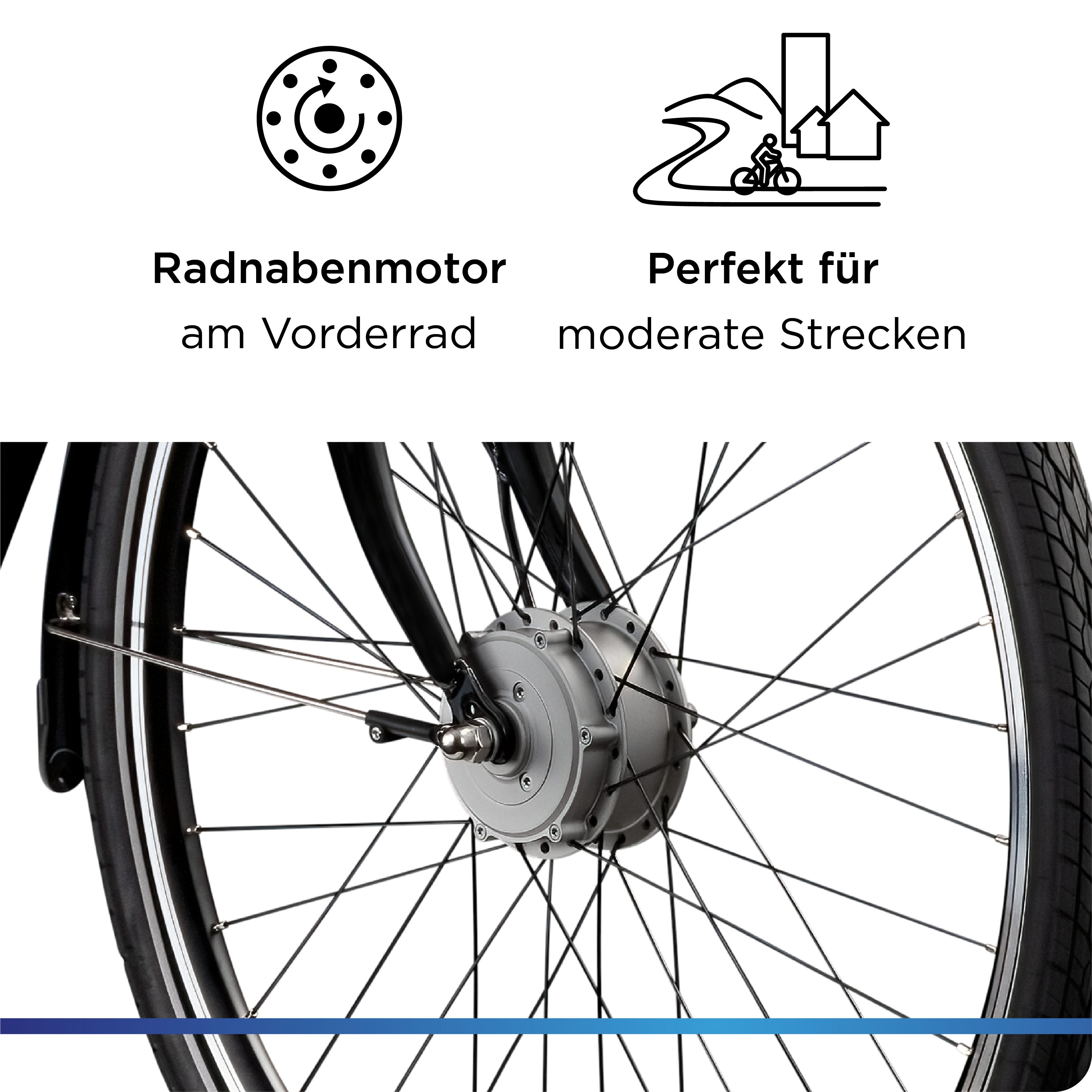 Zündapp E-Bike Cityrad Green 2.7, 3 Gang Shimano Nexus Schaltwerk, Nabenschaltung, Frontmotor, 531,6 Wh, Pedelec, Elektrofahrrad für Damen u. Herren – Bild 5 von 5