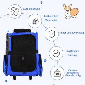 PawHut Tiertransportbox Hundetransporttasche, Hundetasche mit Tür und Fenster Oxfordstoff Blau bis 9 kg, 42L x 25B x 55H cm